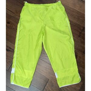 Nike Cropped Windbreaker Pants Womens Size L (12-14) Running Gym Neon‎ Green